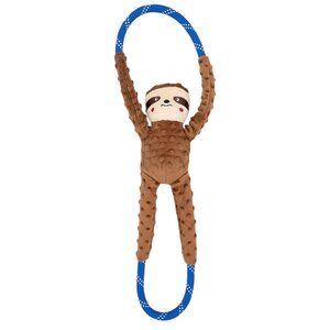 ZippyPaws Climbers Sloth Squeaky Dog Toy Brown‎ Blue Climbing Rope Tug 28 Inch